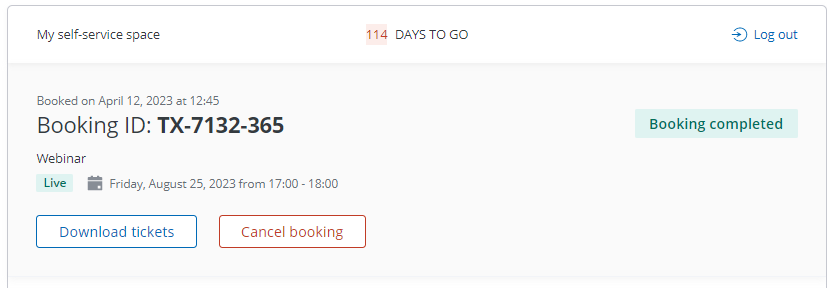 Booking self-service with cancellation button