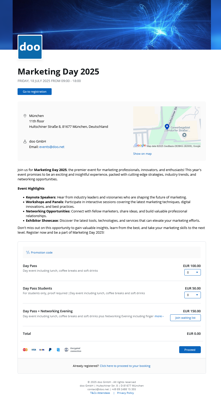 doo default event website