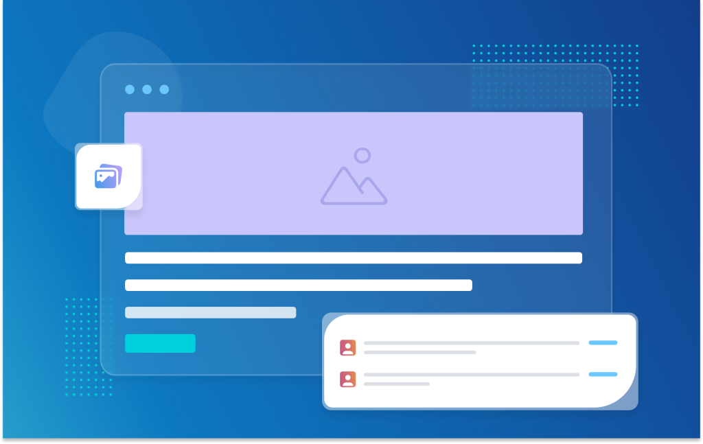 Image with abstract version of doo event website and widgets